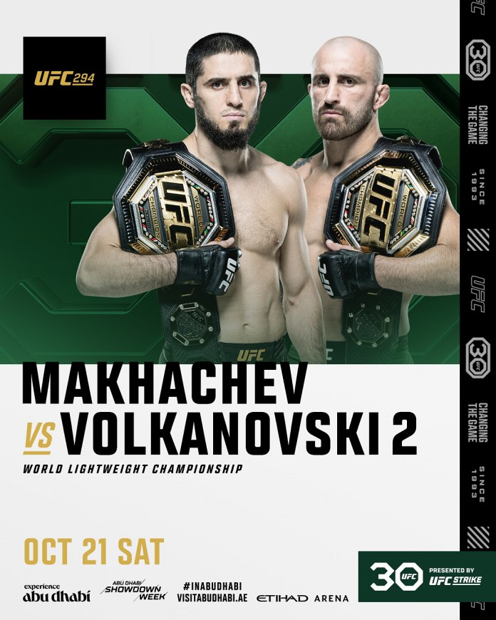 UFC 294 Fight Card Poster UFC 294 Fight Card Poster