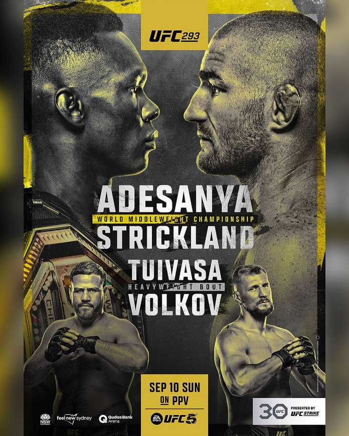 UFC 293 Fight Card Poster UFC 293 Fight Card Poster